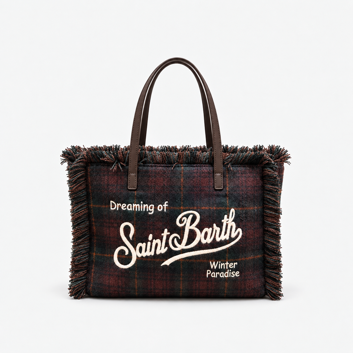 MC2 Saint Barth Borsa Donna Vanity Tartan Verde Scuro e Bordeaux