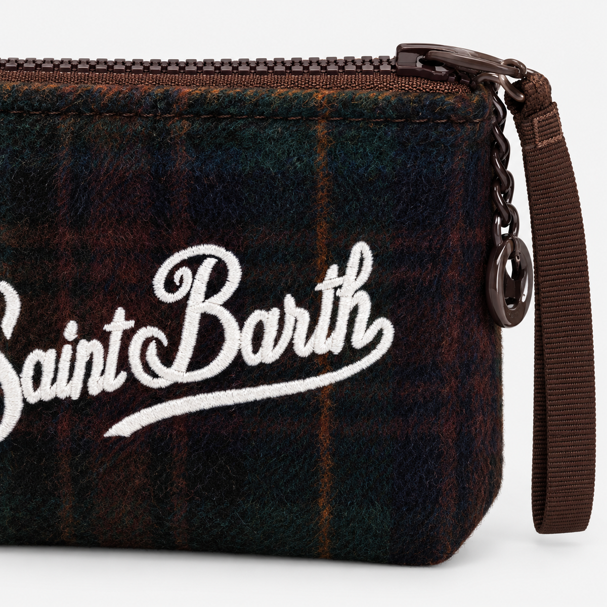 MC2 Saint Barth Pochette Donna Aline Mini Wool Tartan Verde e Bordeaux