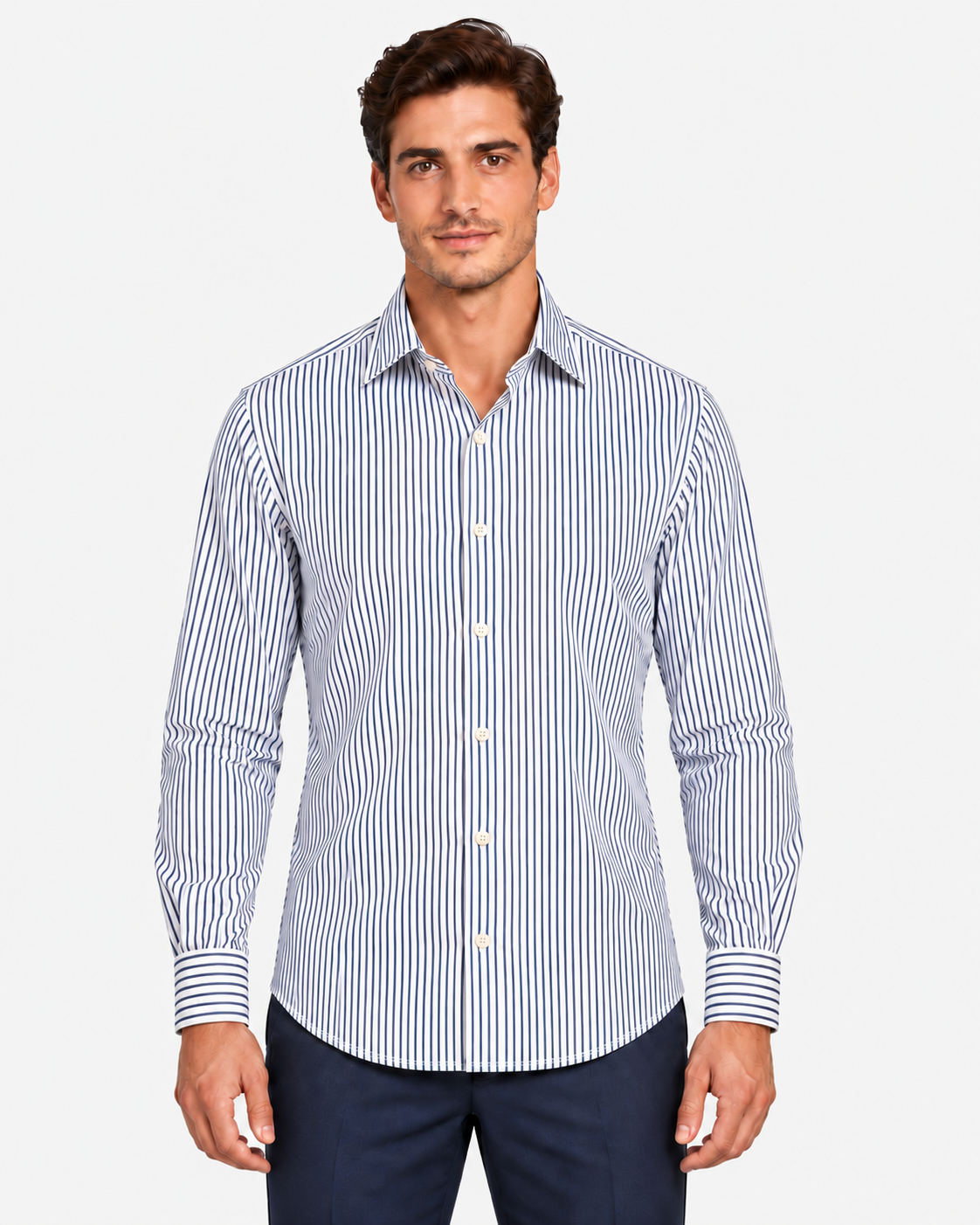 Archivium Camicia Tecnica Uomo a Righe Blu e Bianche