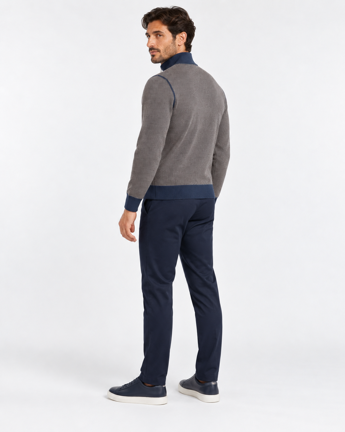 Gran Sasso Cardigan uomo in lana vergine moro blu