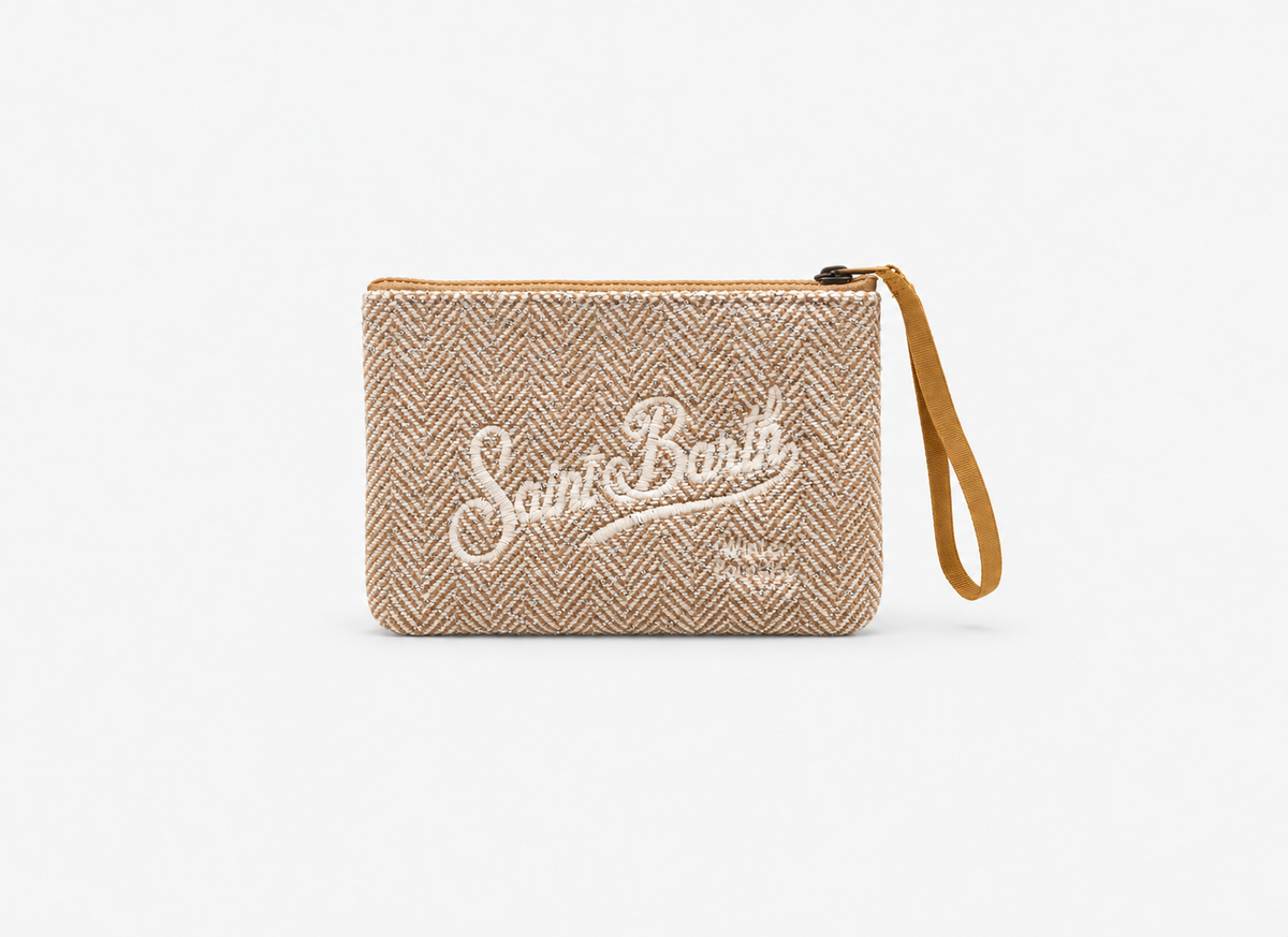 MC2 Saint Barth Pochette Donna Aline Spigata Cammello con Strass