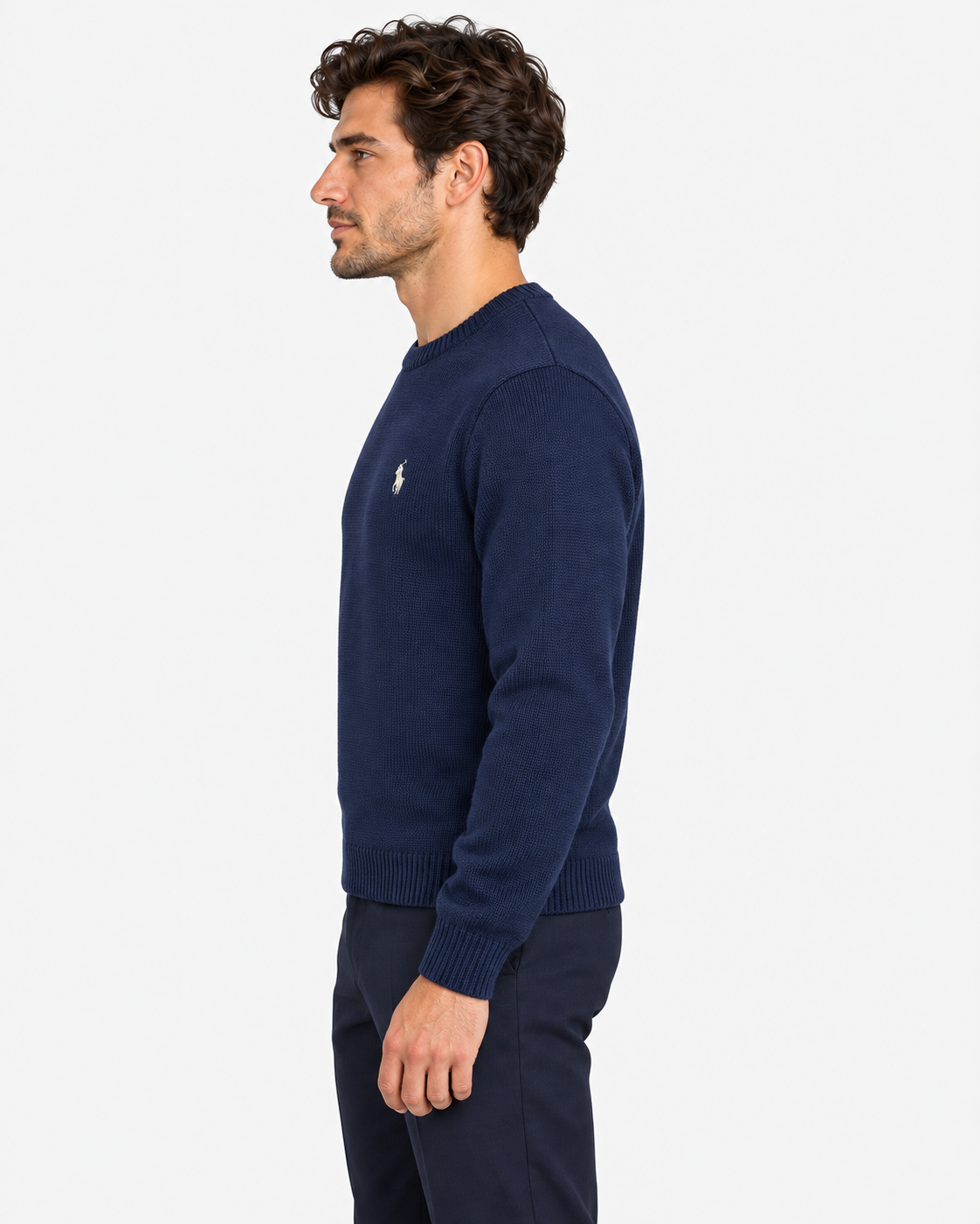 Polo Ralph Lauren Maglione Uomo Girocollo in Cotone Blu