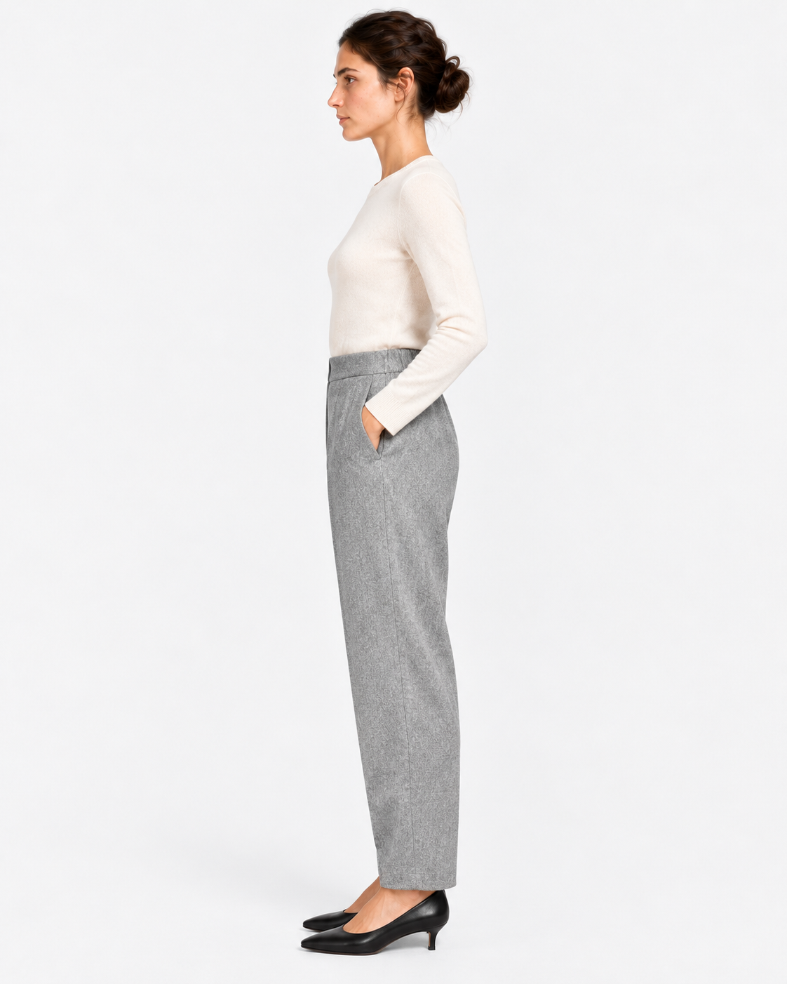 Gran Sasso Pantaloni Donna Grigi in Lana Vergine e Cashmere