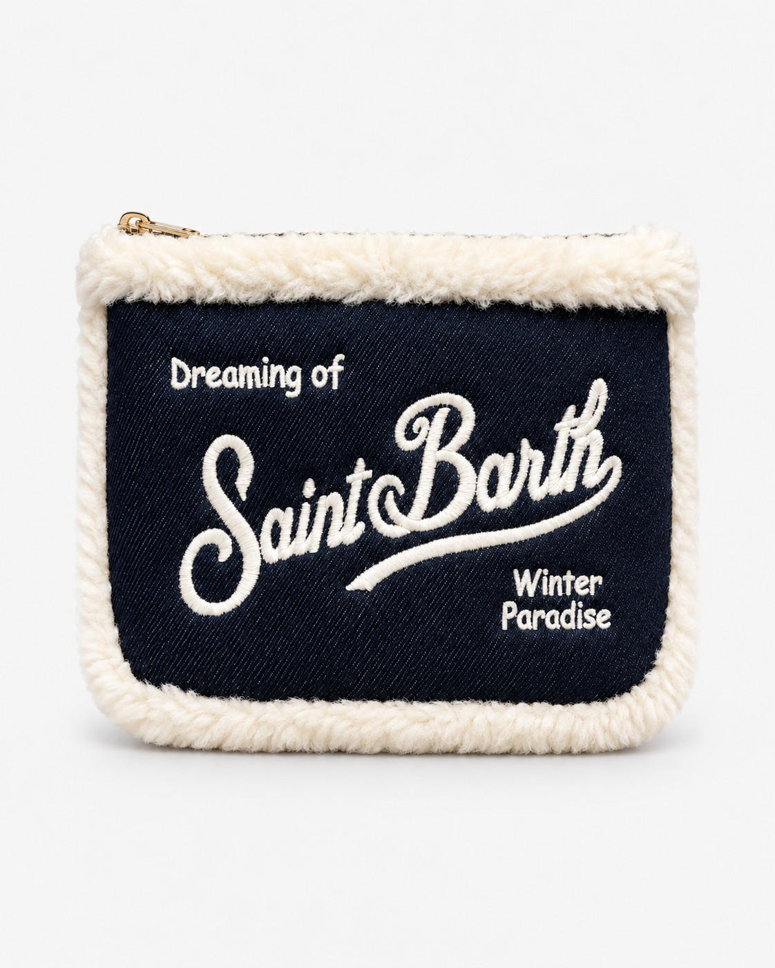 MC2 Saint Barth Pochette Donna Aline Shearling Blu e Panna