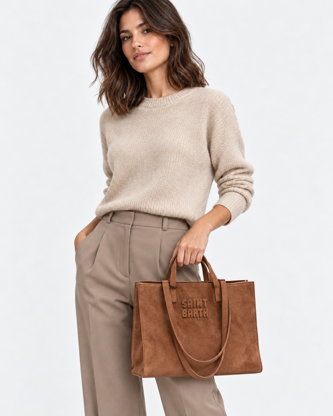 MC2 Saint Barth Borsa Donna Jour Bag Color Cuoio a Mano e a Spalla