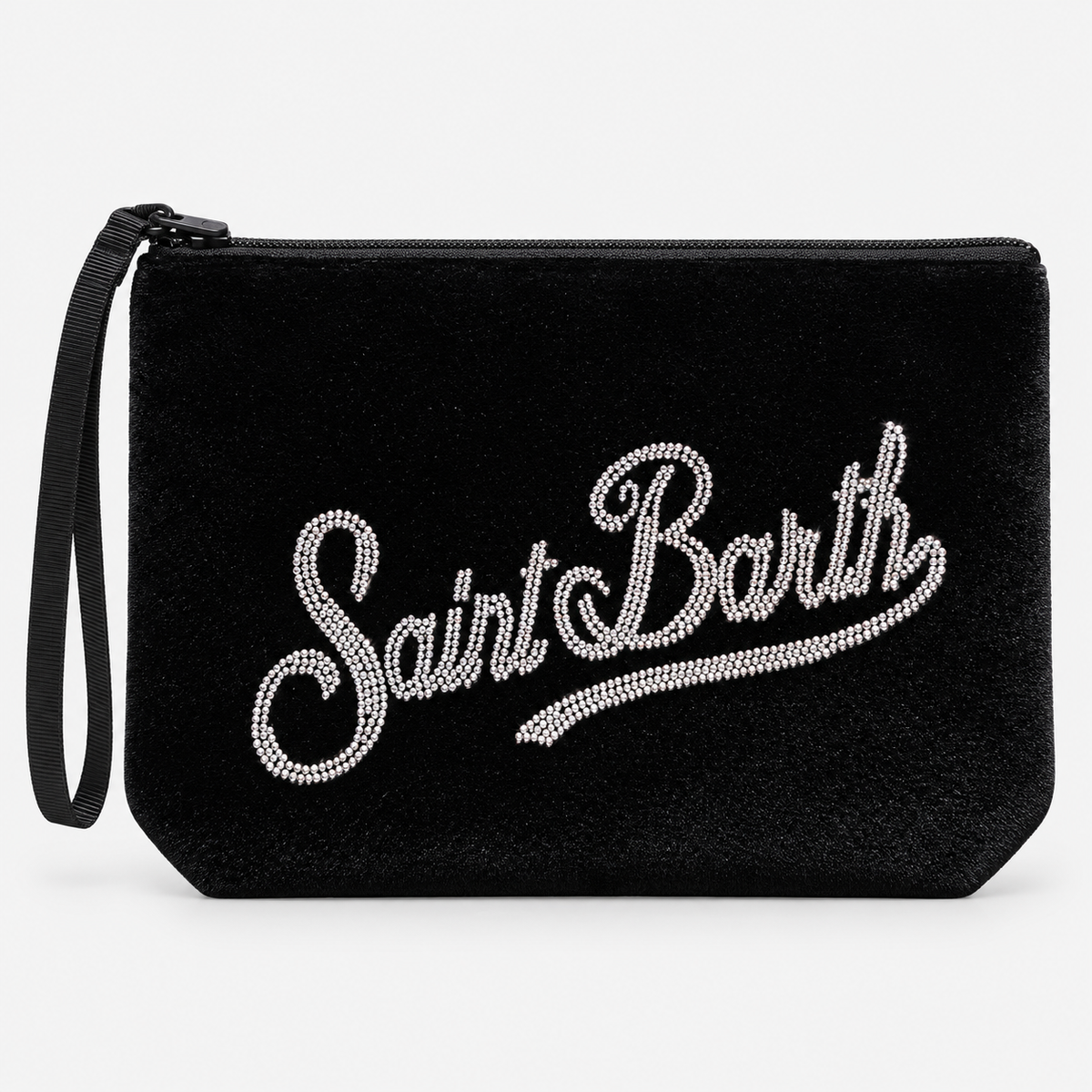 MC2 Saint Barth Pochette Donna Aline in Velluto Nero con Strass