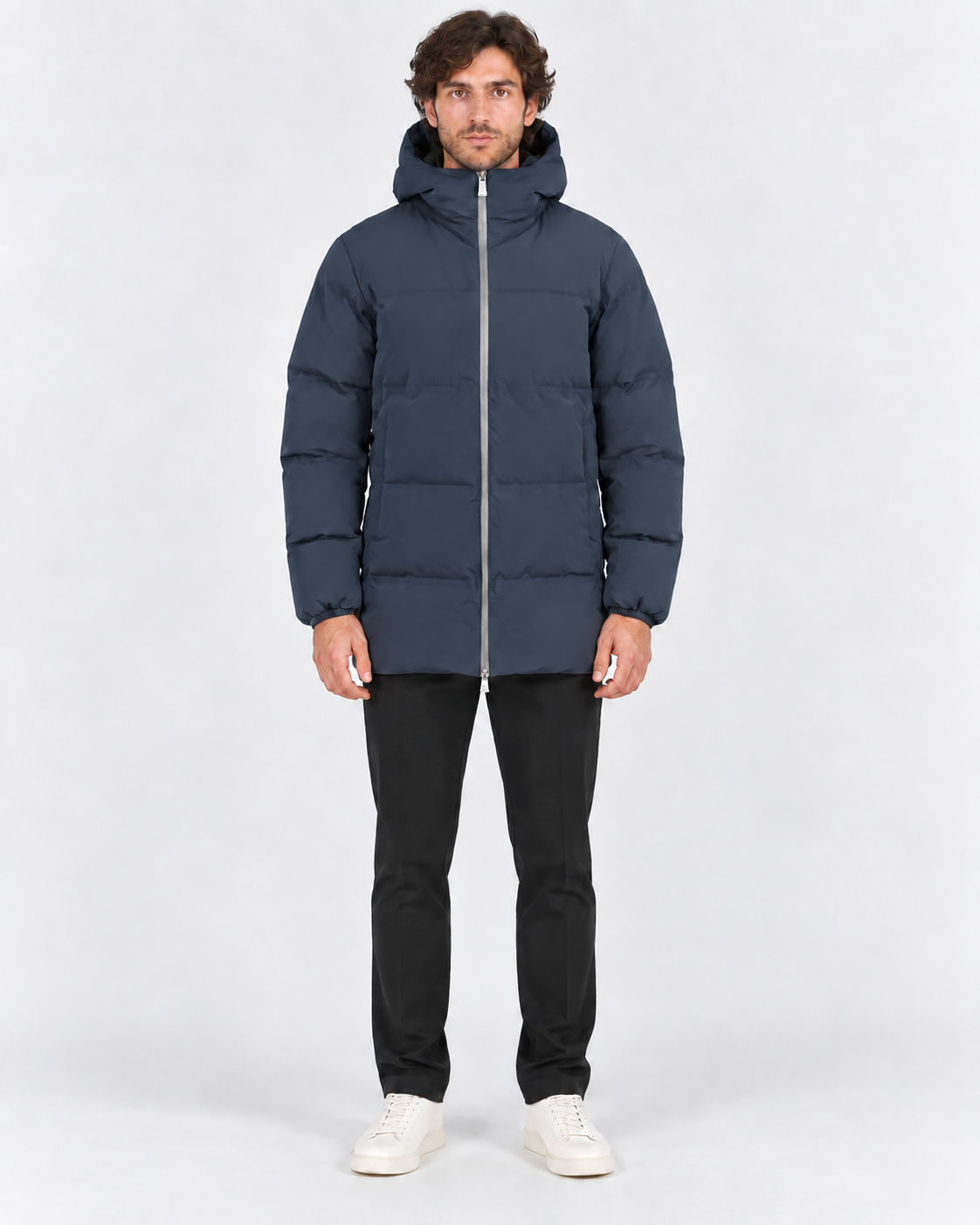 Herno Giacca lunga uomo New Impact blu con cappuccio
