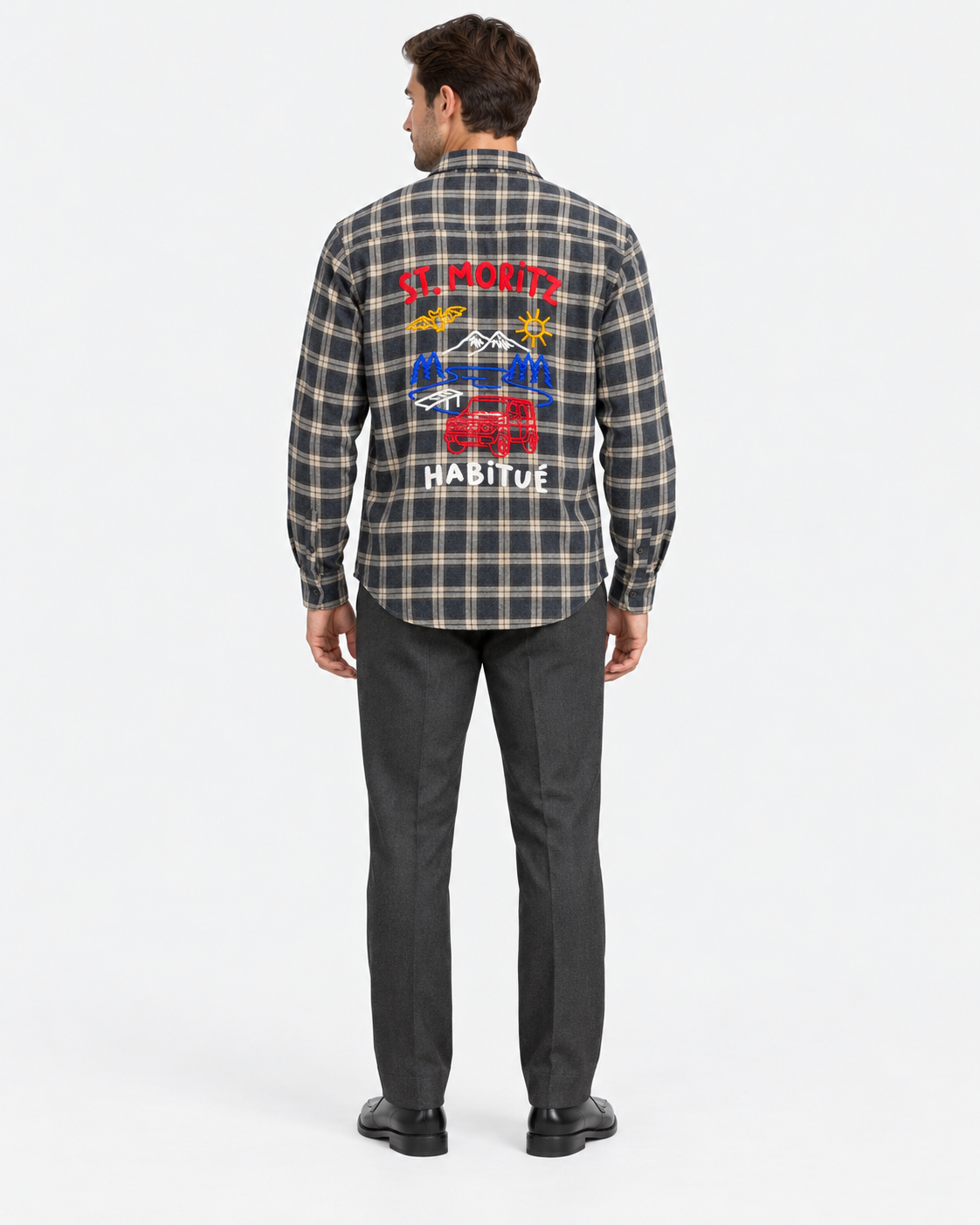 MC2 Saint Barth Camicia Uomo Seefeld in Cotone Tartan Antracite
