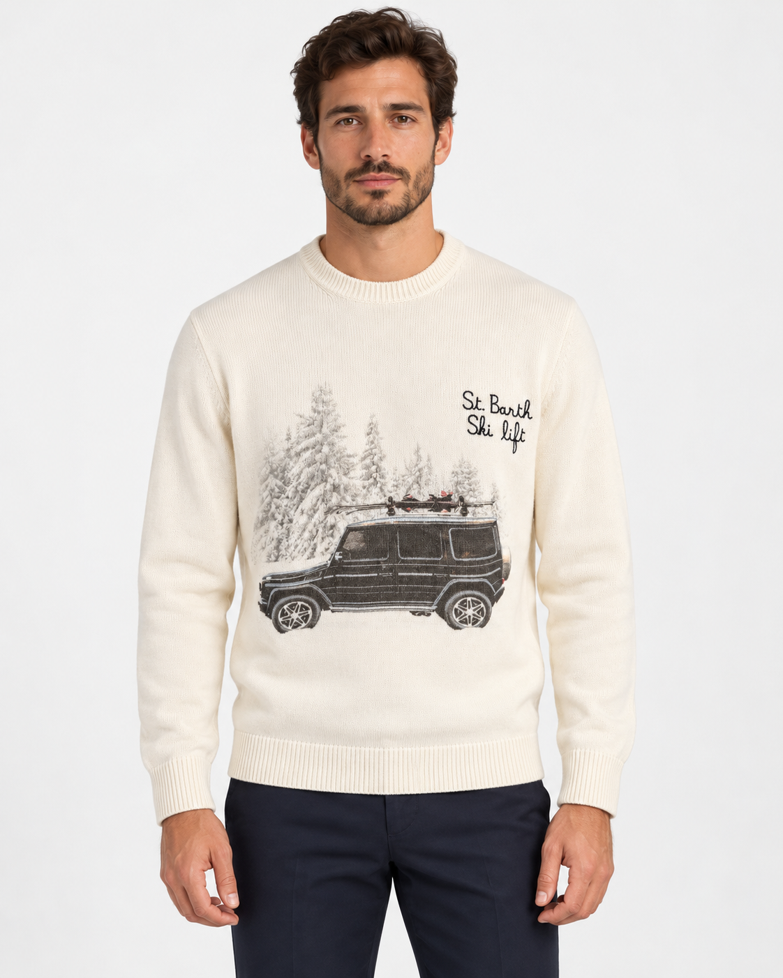 MC2 Saint Barth Maglia Uomo St. Barth Ski Lift Panna