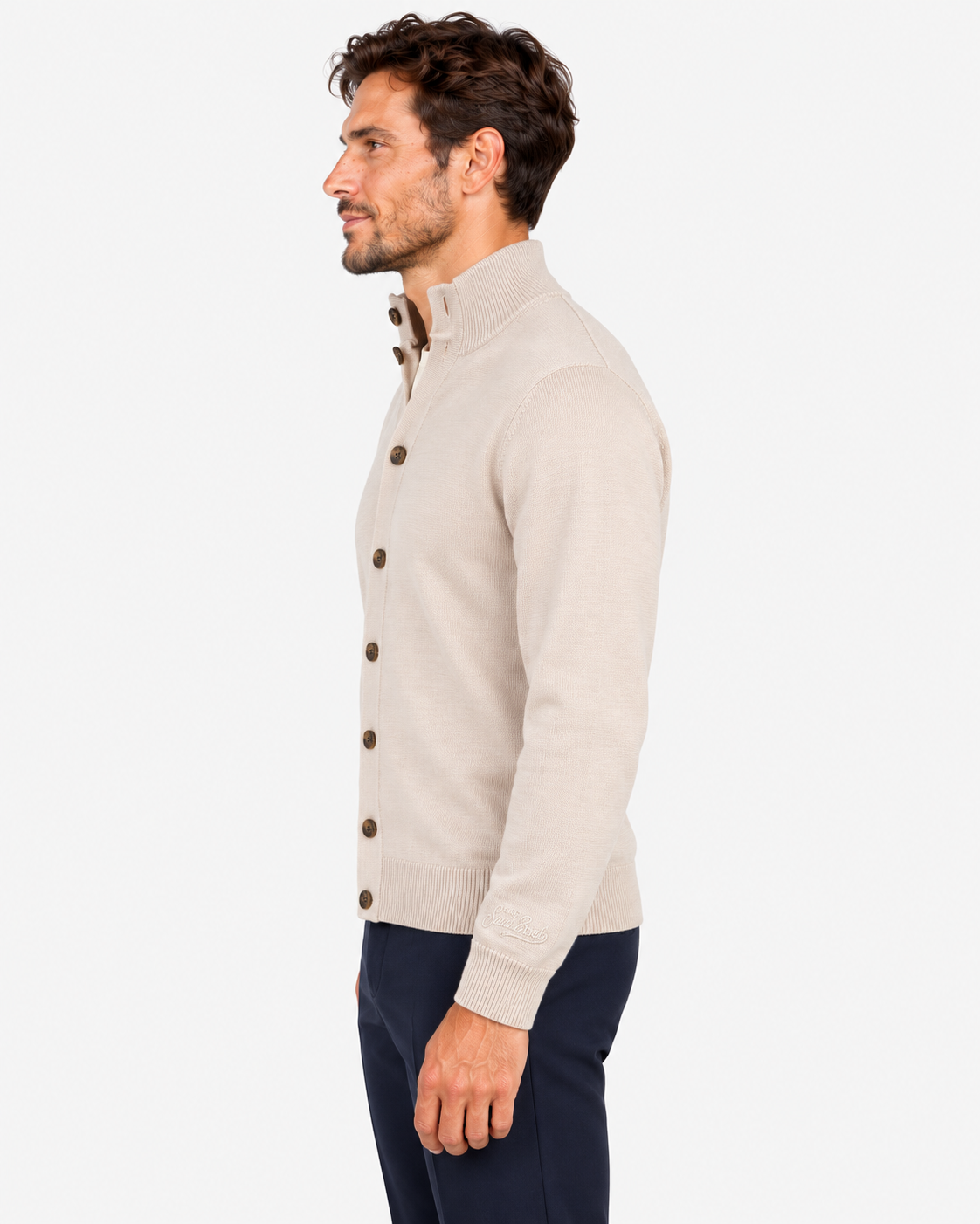 MC2 Saint Barth Cardigan Uomo Grain in Lana Merinos Extrafine