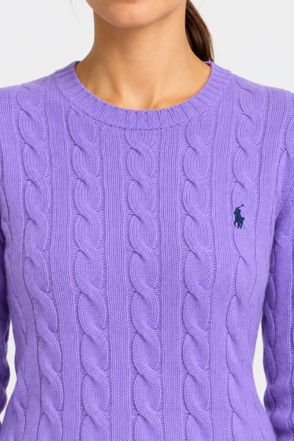 polo ralph lauren Maglione donna girocollo in lana e cashmere a trecce