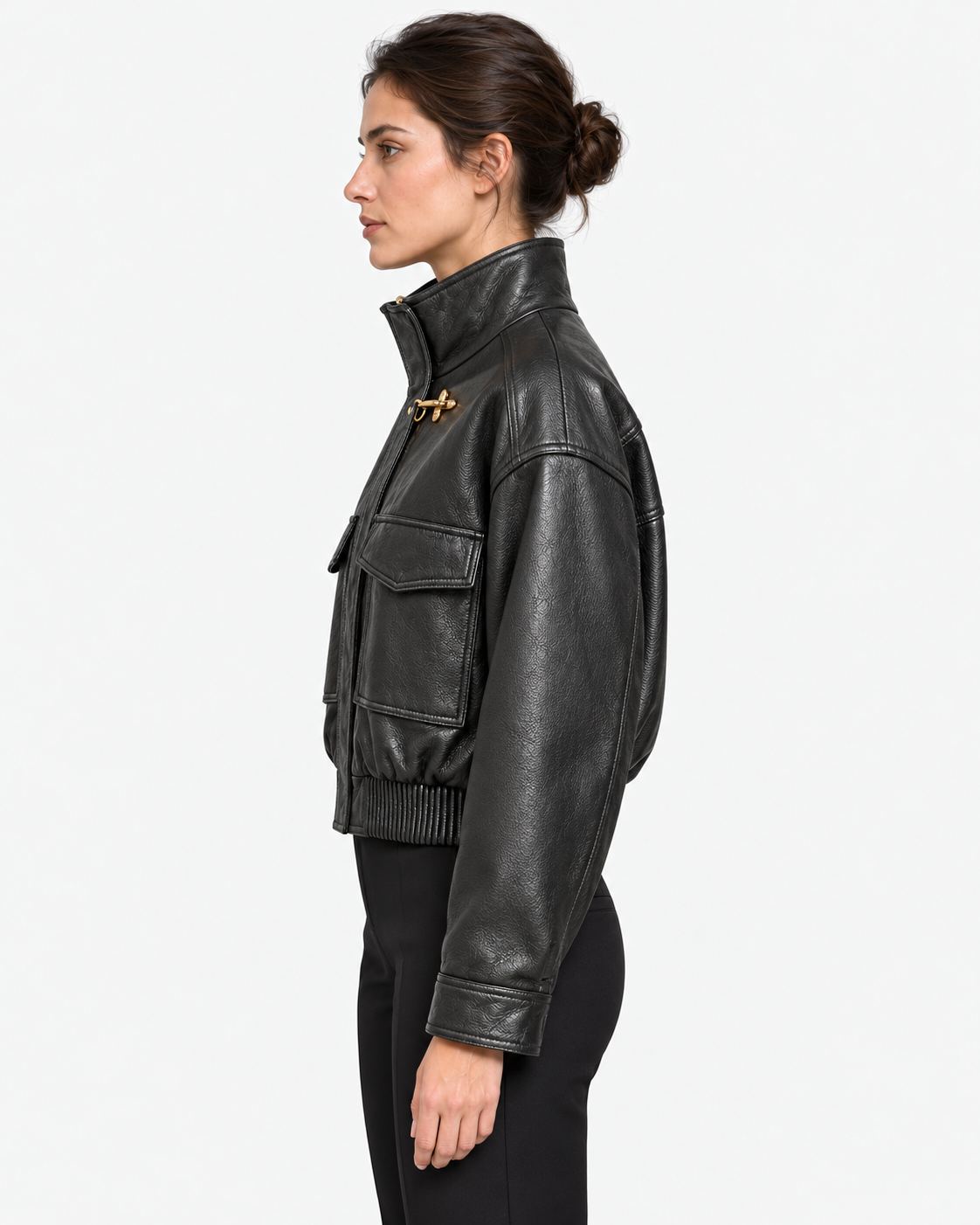 Fay Bomber Donna Cropped in Nappa Washed Nera