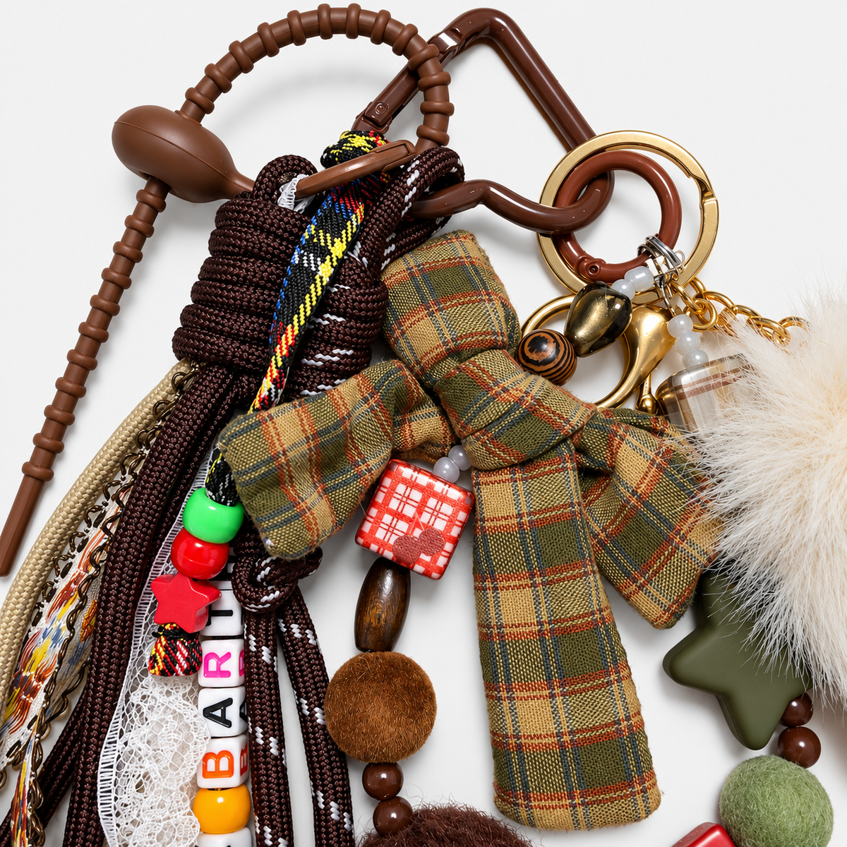 MC2 Saint Barth Charm Donna Fur Glove con Guanto e Fiocco Tartan
