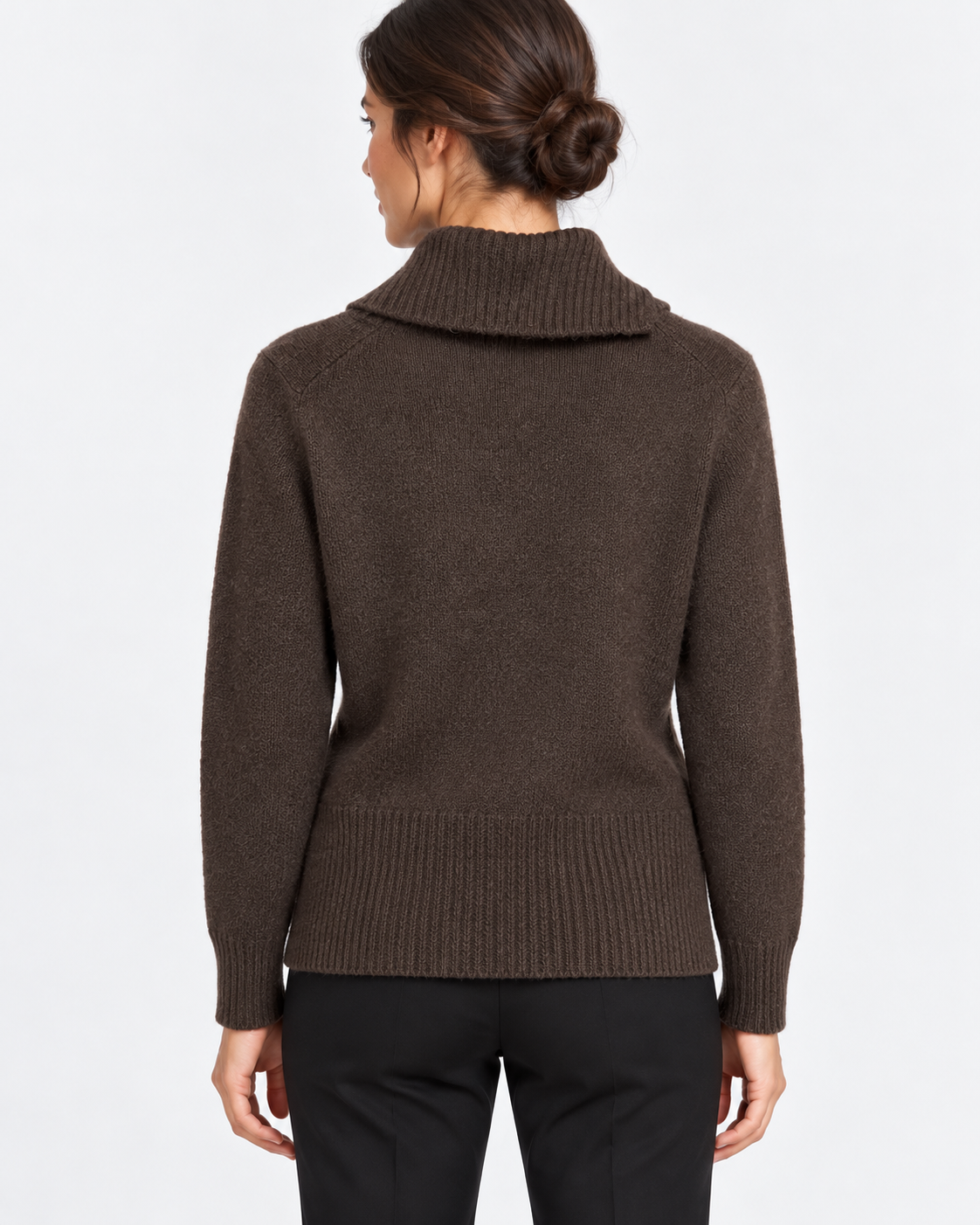 Gran Sasso Maglia Donna Marrone in Cashmere con Collo Asimmetrico