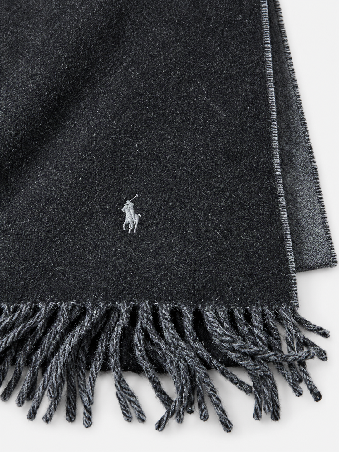 Double-face wool-blend scarf in polo black