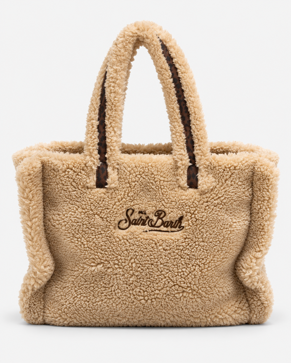 MC2 Saint Barth Borsa Donna Colette Teddy Beige Maxi Logo Leopard