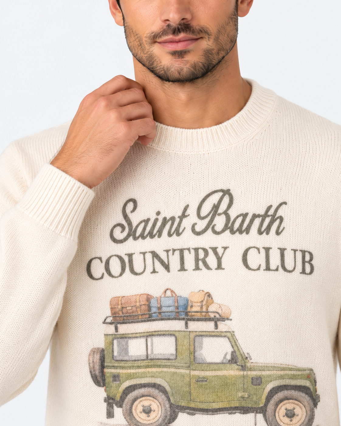 MC2 Saint Barth Maglia Uomo Country Roads Panna
