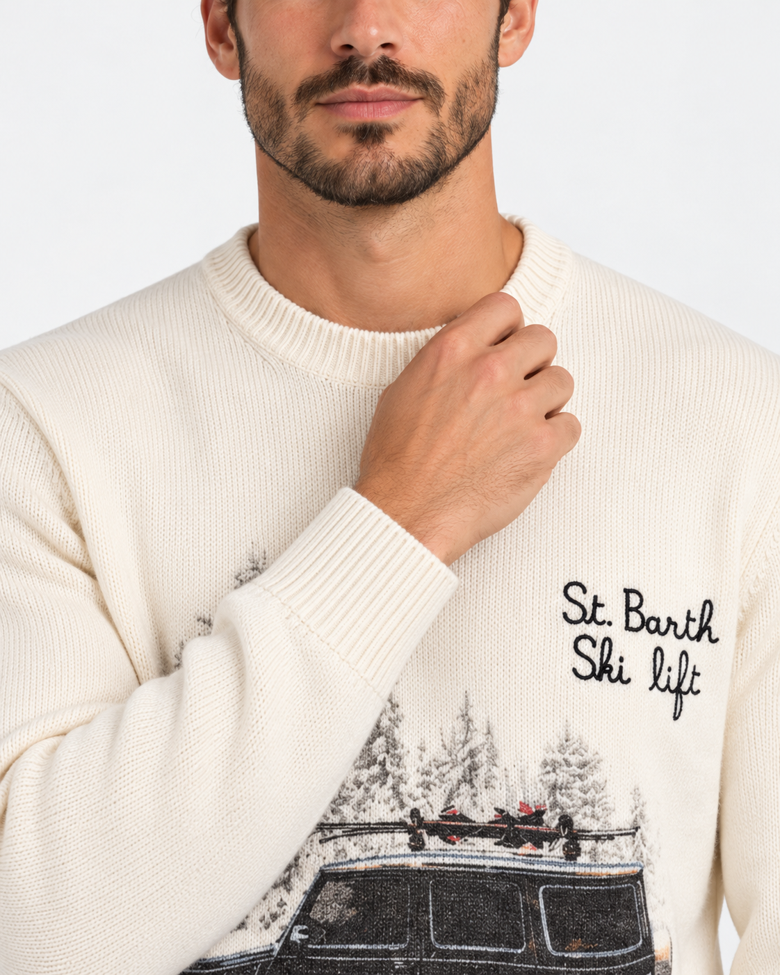 MC2 Saint Barth Maglia Uomo St. Barth Ski Lift Panna