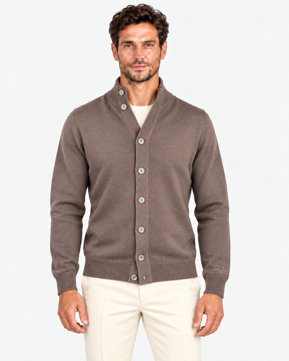 MC2 Saint Barth Cardigan Uomo Dark brown in Lana Merinos Extrafine