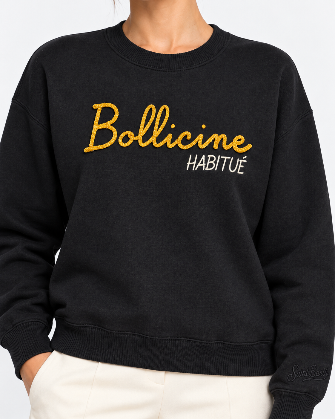 MC2 Saint Barth Felpa Donna Stardust Bollicine Habitué Nera in Cotone