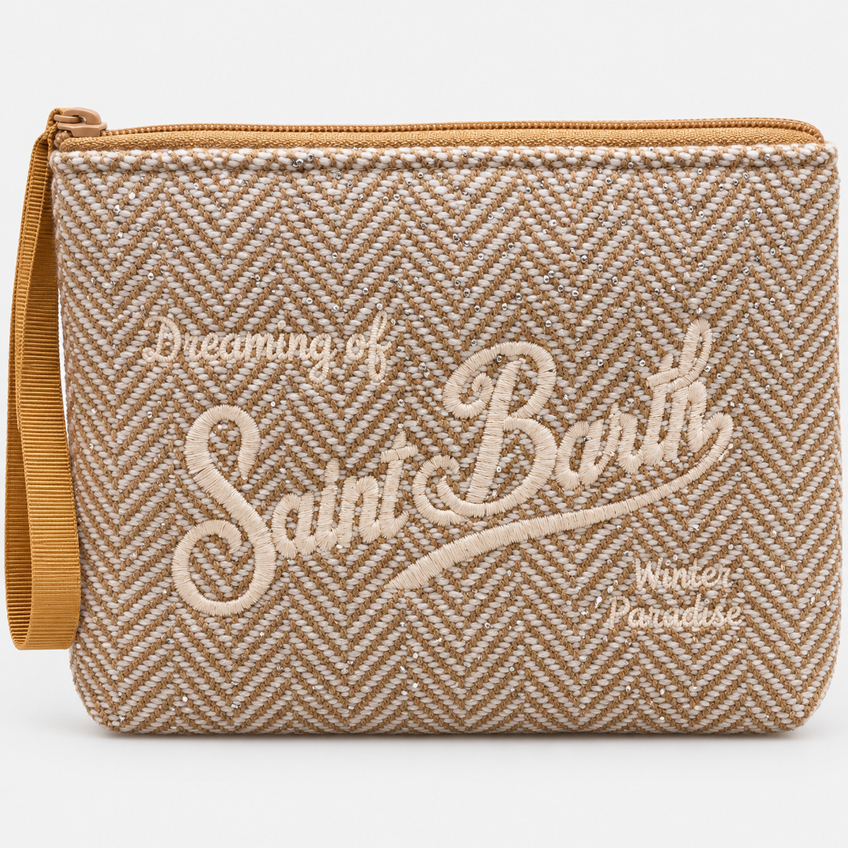 MC2 Saint Barth Pochette Donna Aline Spigata Cammello con Strass