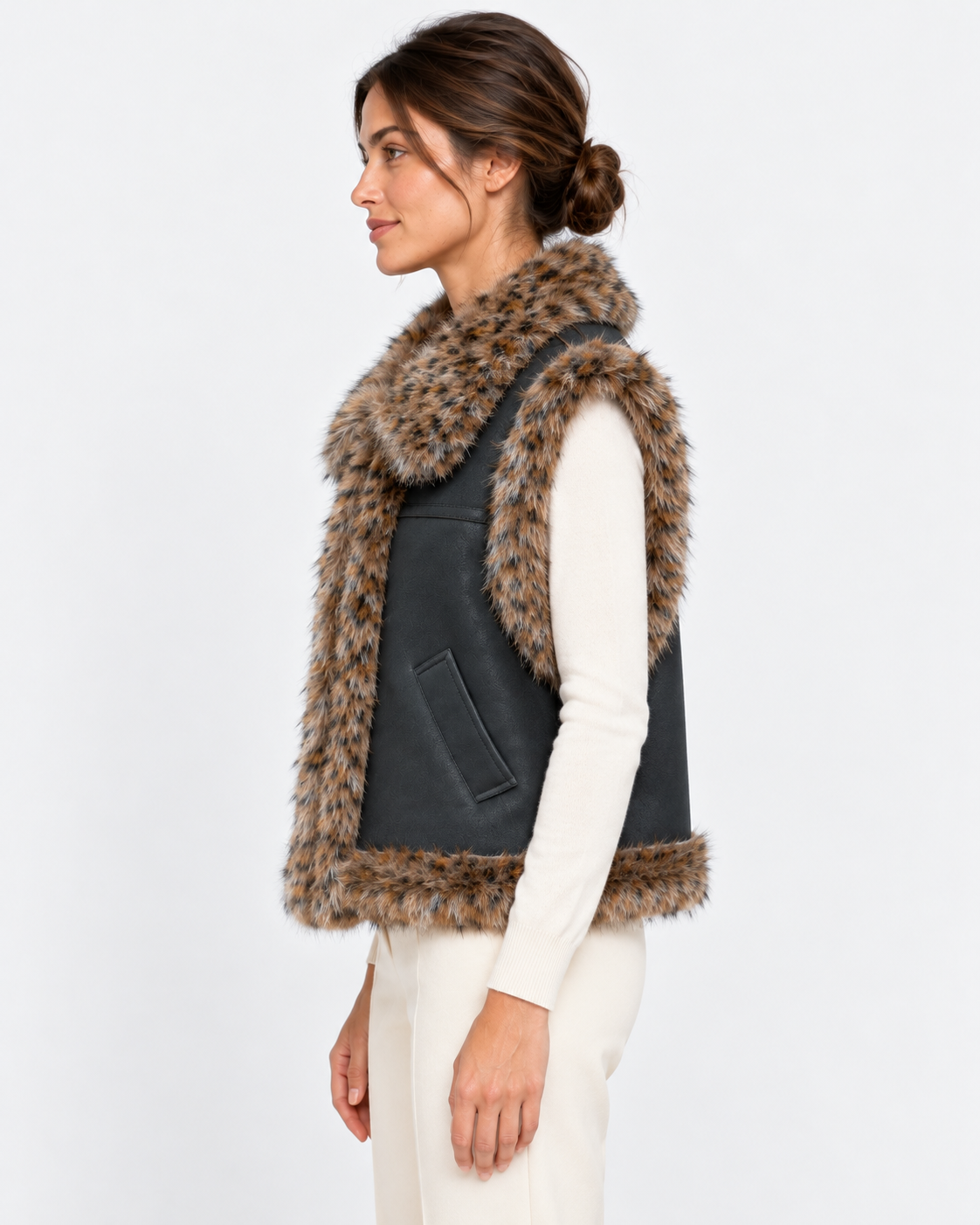 MC2 Saint Barth Gilet Donna Hesketh Nero con Dettagli Animalier