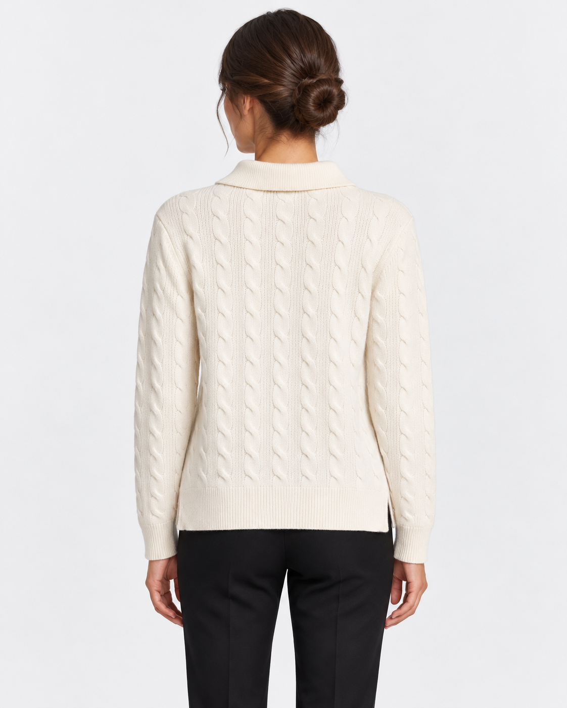 Gran Sasso Polo Donna Panna a Trecce in Lana e Cashmere