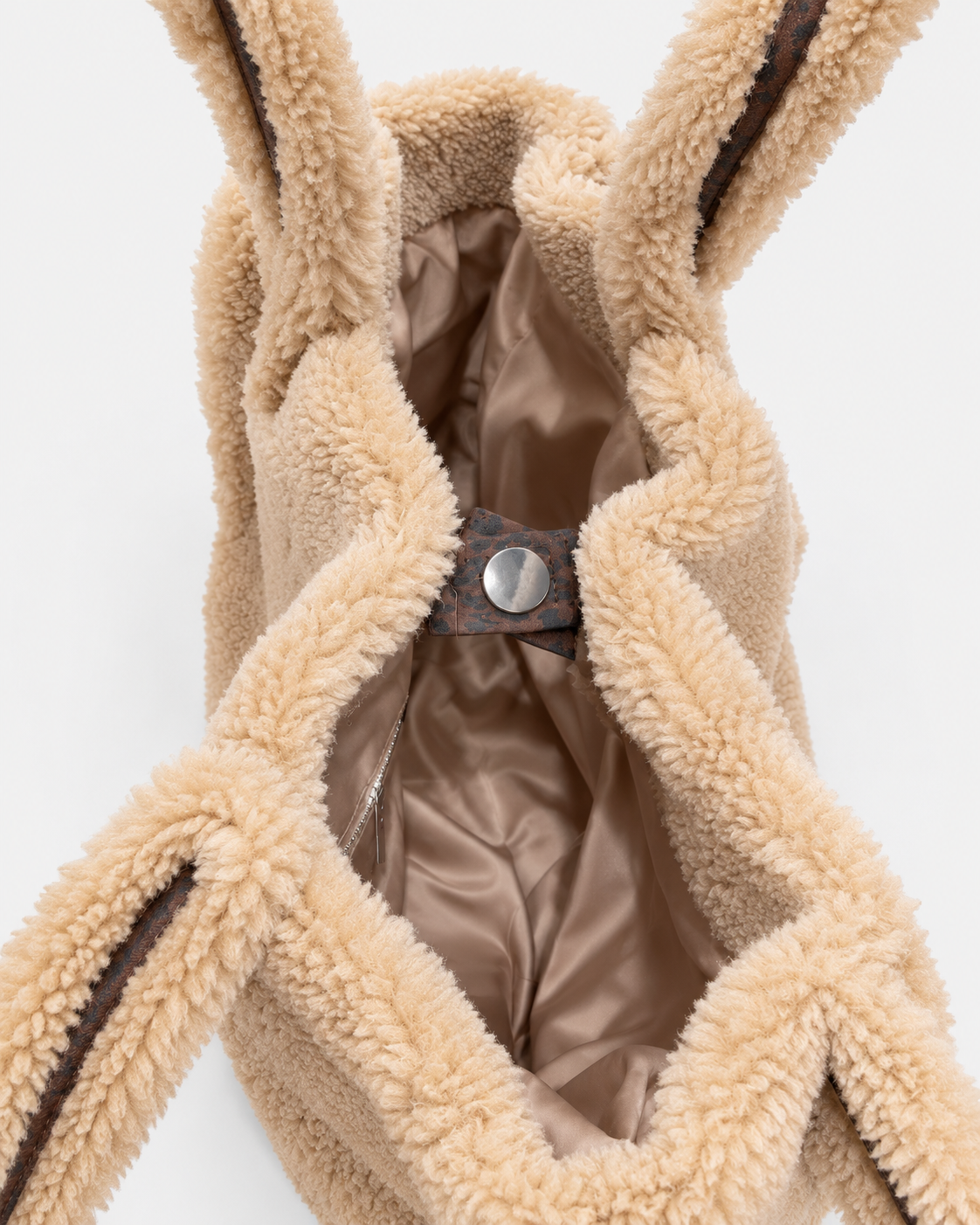 MC2 Saint Barth Borsa Donna Vanity Teddy Beige con Maxi Logo Leopard