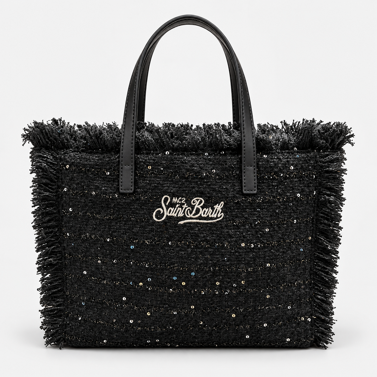 MC2 Saint Barth Borsa Donna Colette Tweed Nera con Mini Paillettes