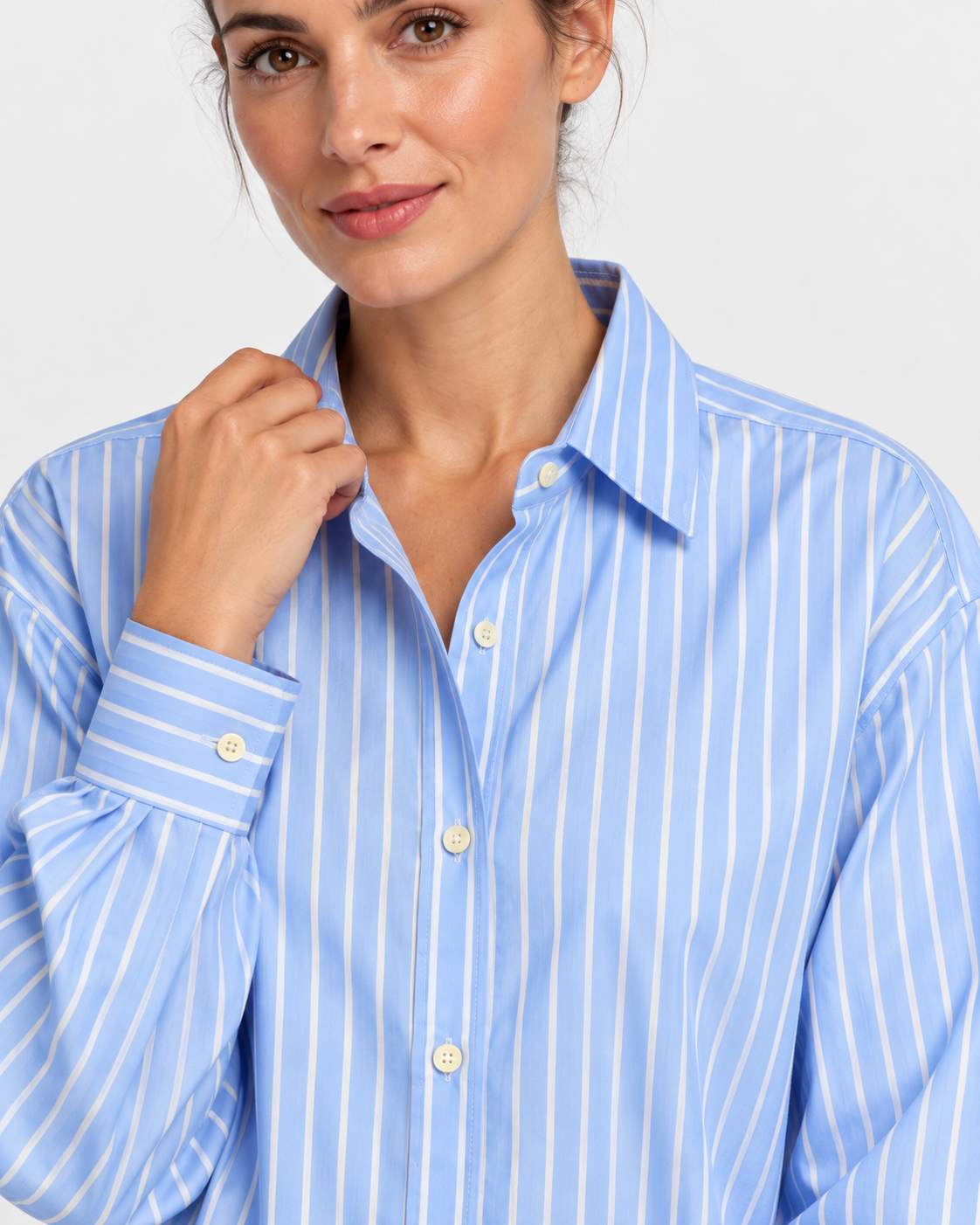 MC2 Saint Barth Camicia Donna Meredith in Cotone a Righe Azzurre e Bianche