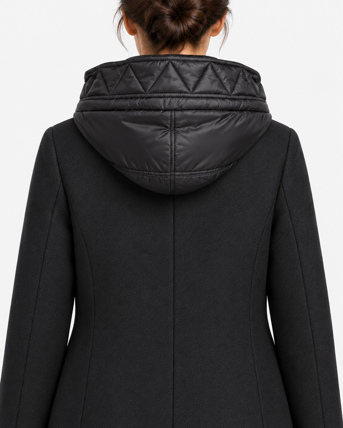 Fay Toggle Coat Donna Nero in Lana e Cashmere con Cappuccio