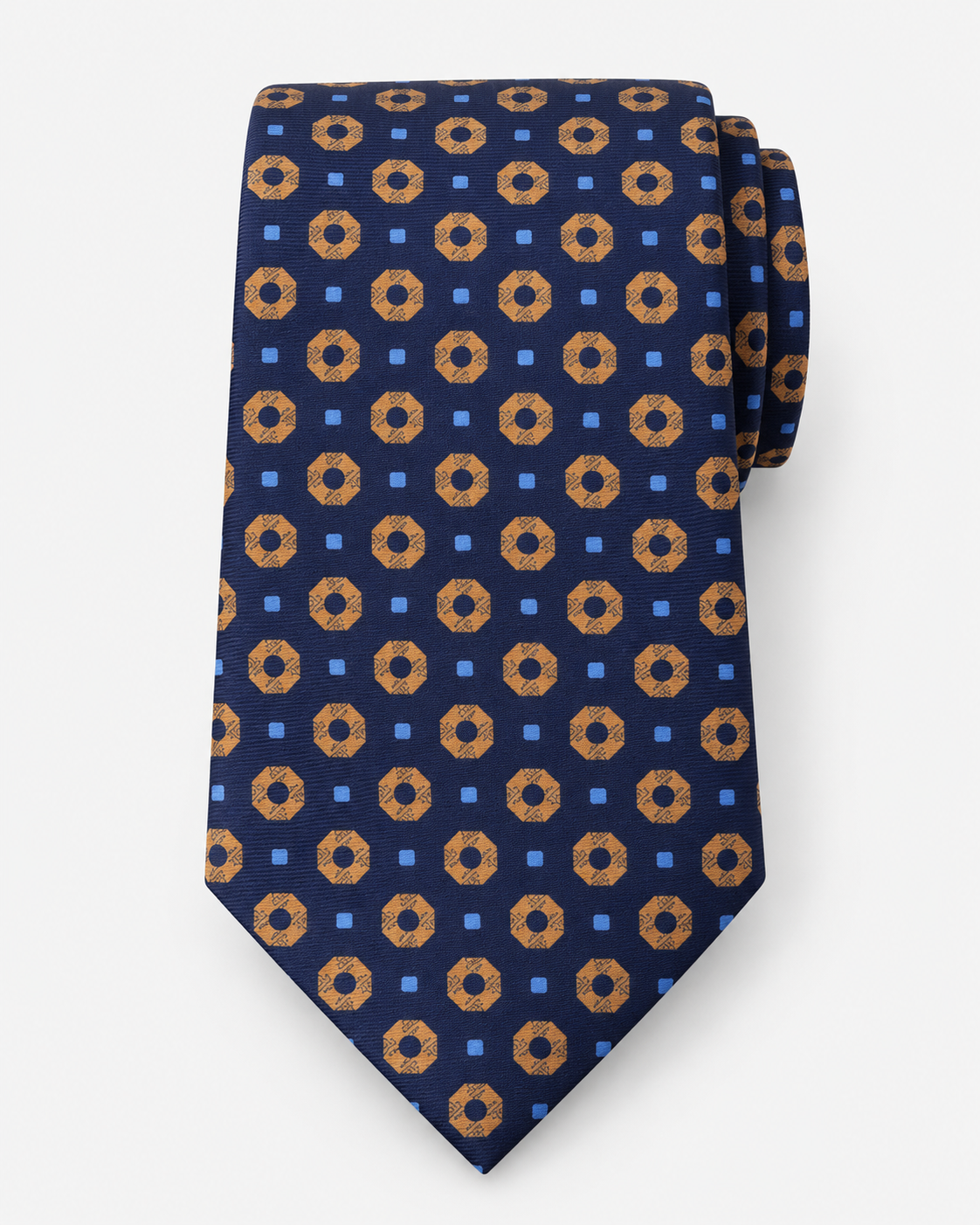 Fefè Cravatta Uomo in Seta Blu con Fantasia Geometrica