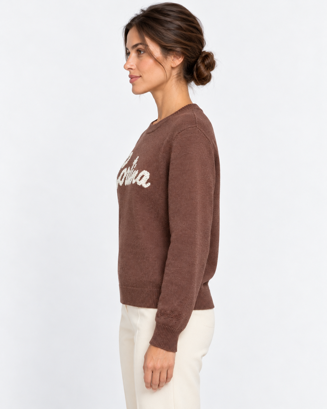 MC2 Saint Barth Maglia Donna New Queen Cortina Marrone con Strass
