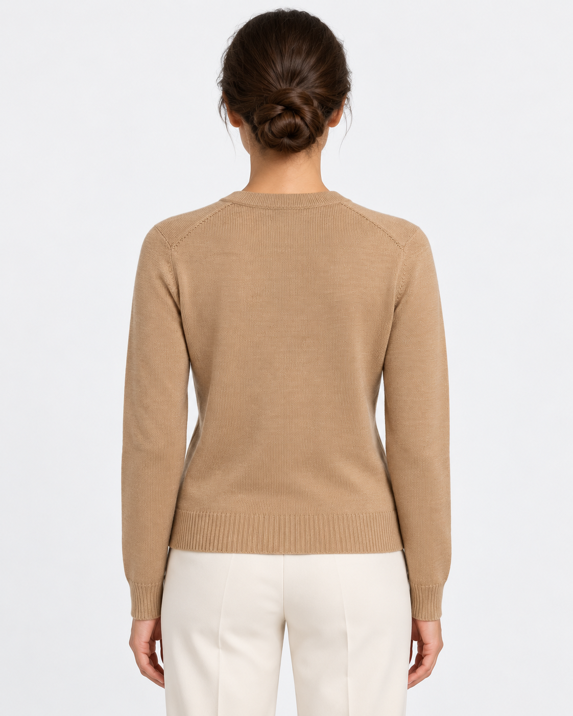 Polo Ralph Lauren Cardigan Donna Girocollo in Lana Cammello
