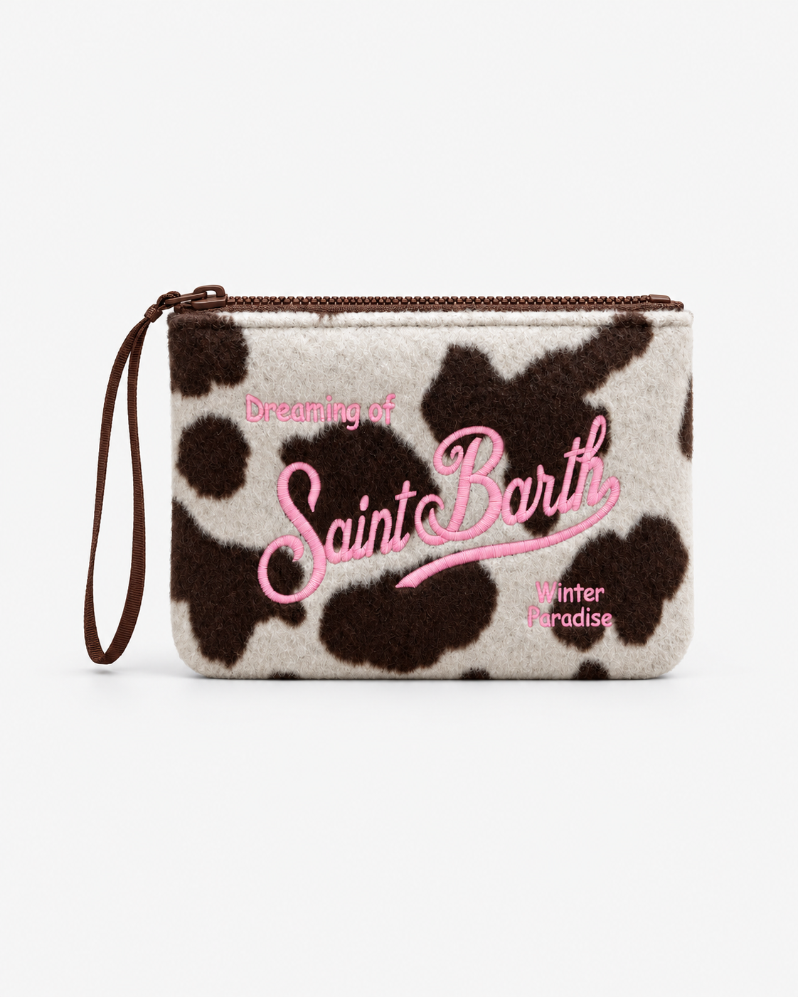 MC2 Saint Barth Pochette Donna Aline Felt Cow Panna e Marrone