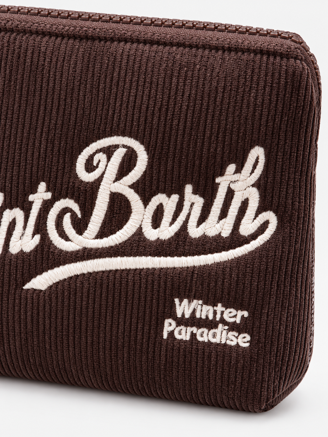 MC2 Saint Barth Pochette Donna Aline in Velluto a Coste Marrone