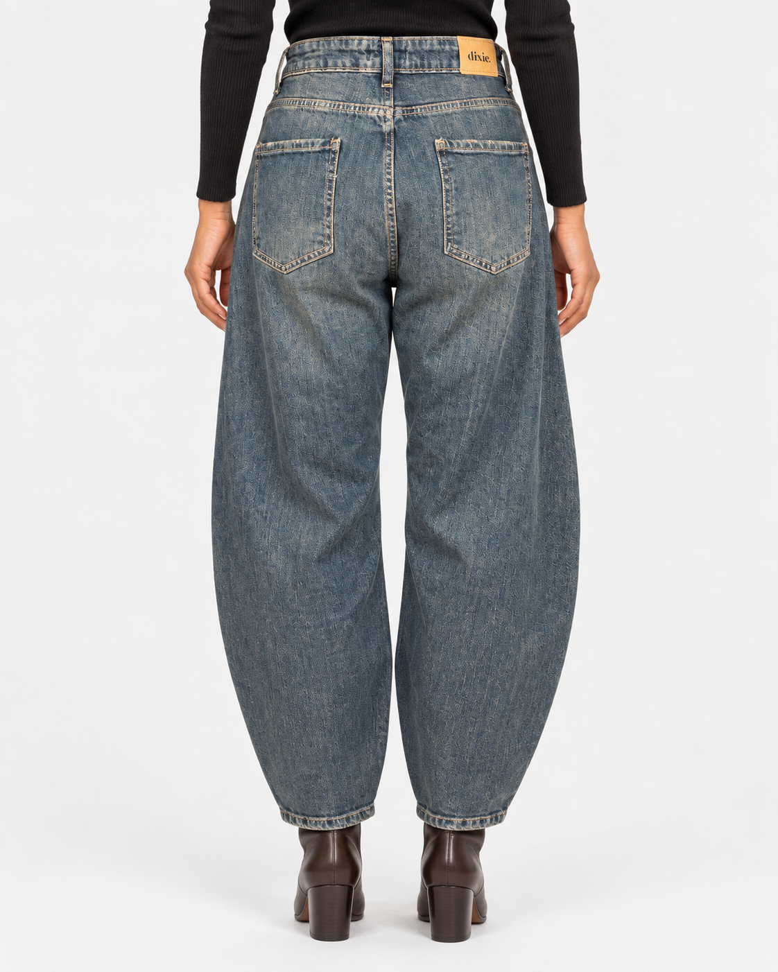 Dixie jeans barrel donna blu slavato a vita alta