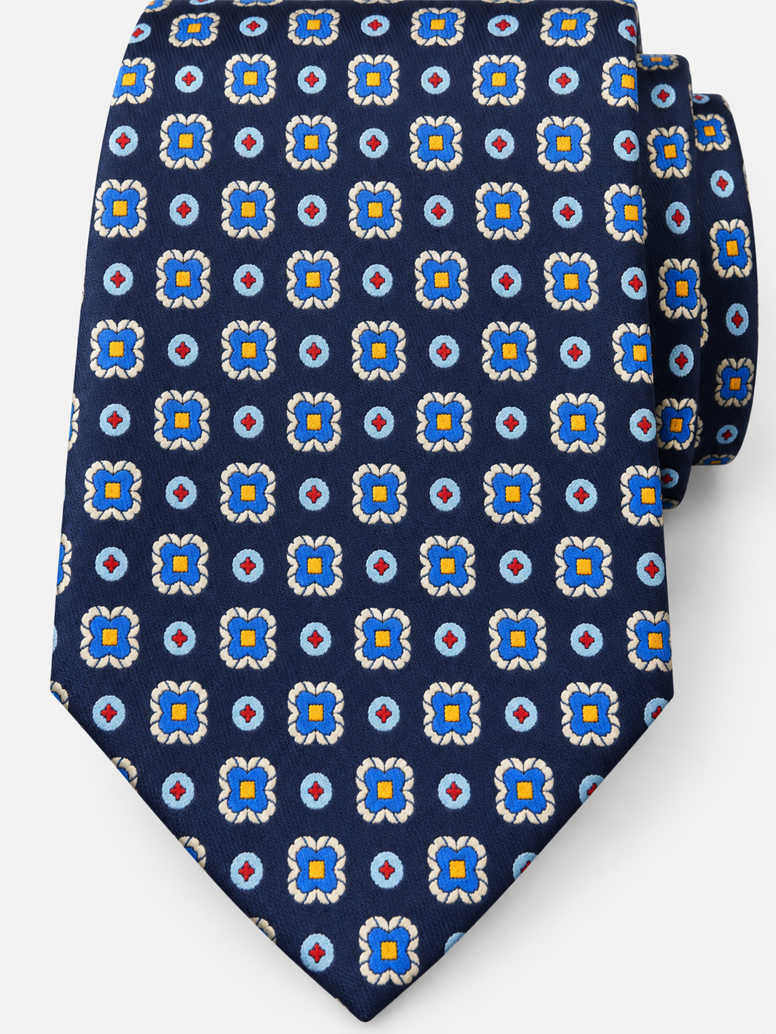 Fefè Cravatta Uomo in Seta Blu con Fantasia Floreale