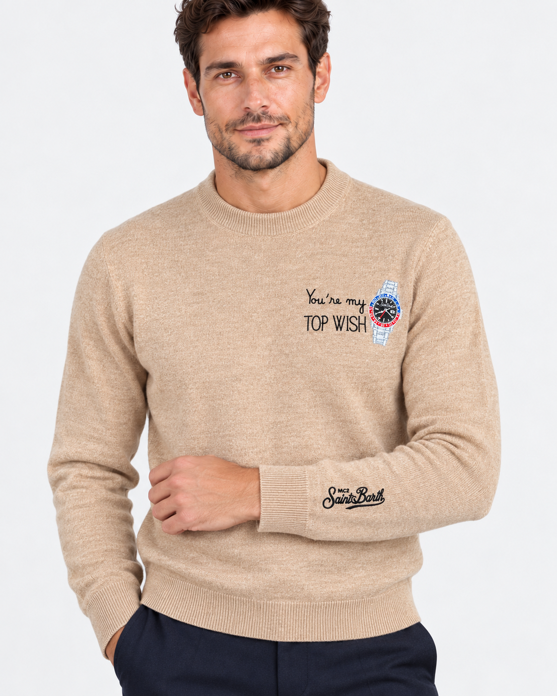 MC2 Saint Barth Maglia Uomo Top Wish Beige