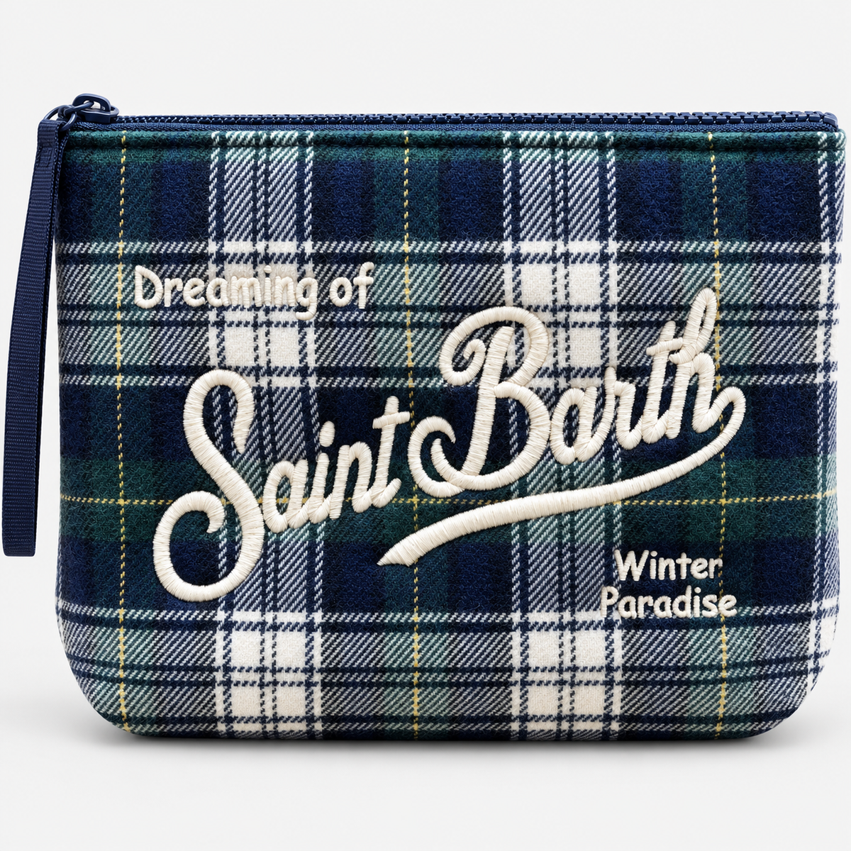 MC2 Saint Barth Pochette Uomo Aline Wool Tartan Blu e Verde