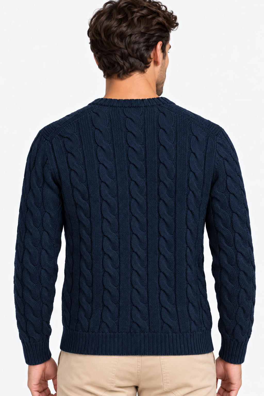 Polo Ralph Lauren Maglia Uomo a Trecce Navy in Cotone
