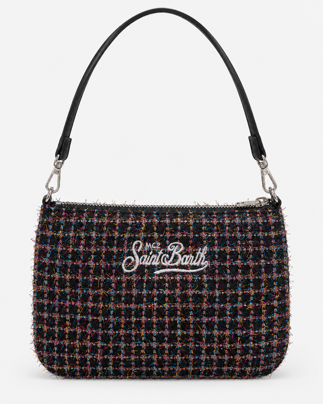 MC2 Saint Barth Borsa Donna Parisienne Mini Tweed Shiny Nero Multicolore