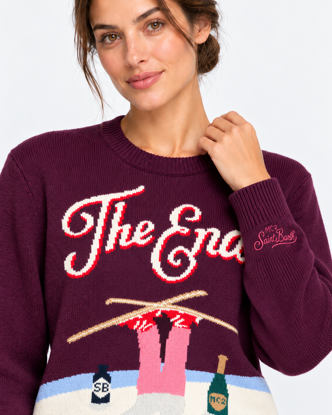 MC2 Saint Barth Maglia Donna New Queen The End Prugna in Misto Lana e Cashmere