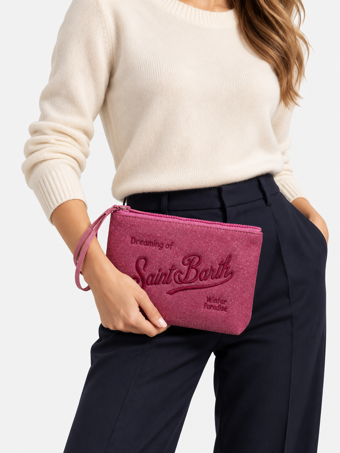 MC2 Saint Barth Pochette Donna Aline Lurex Fucsia
