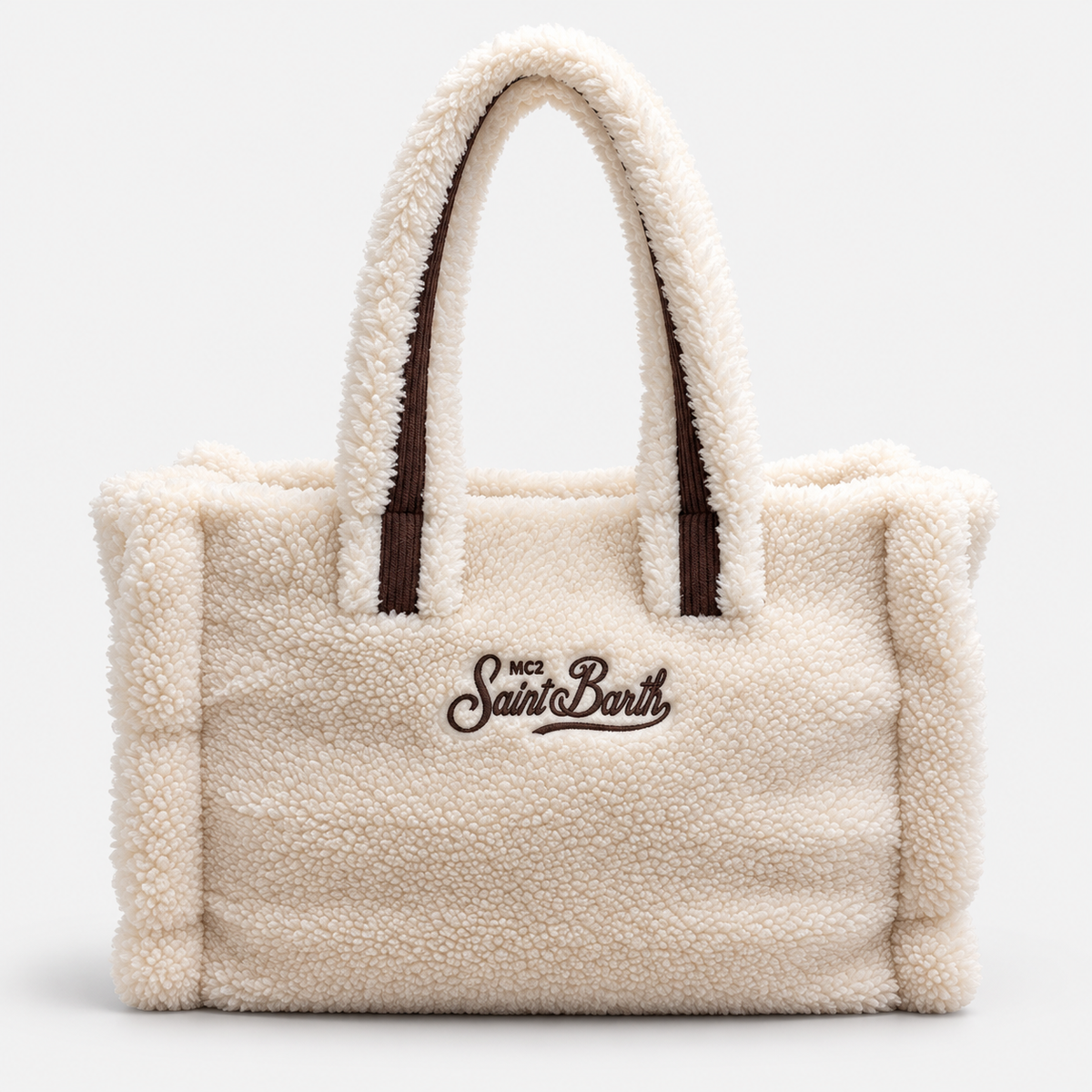 MC2 Saint Barth Borsa Donna Colette Teddy Panna con Logo Marrone