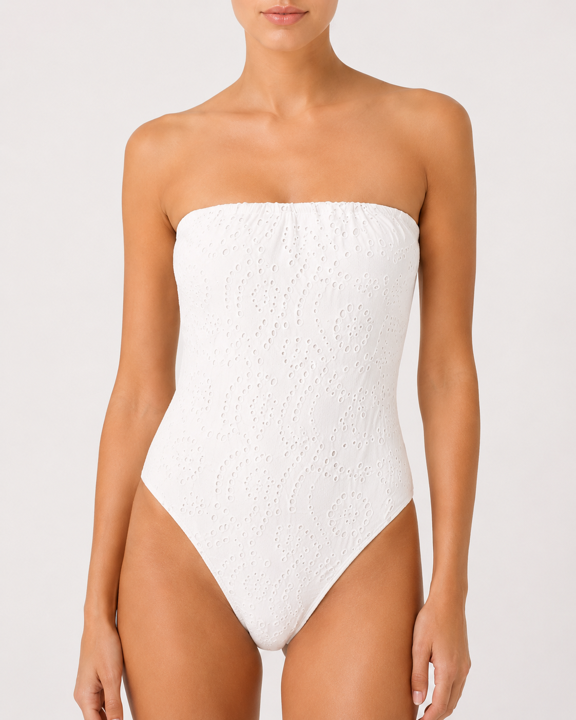 Costume intero Khyra in sangallo bianco a fascia