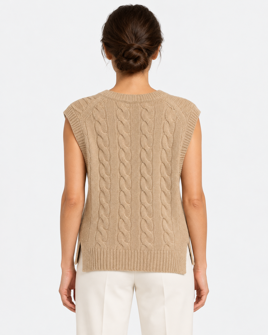 Gilet in maglia di lana e cashmere a trecce