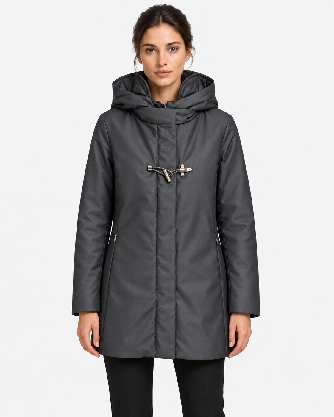 Fay Toggle Coat Donna in Gabardine Tecnico Grigio Antracite
