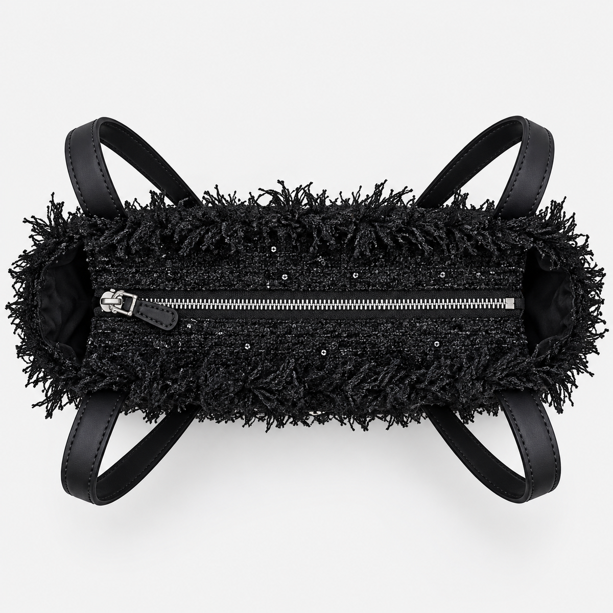 MC2 Saint Barth Borsa Donna Colette Tweed Nera con Mini Paillettes