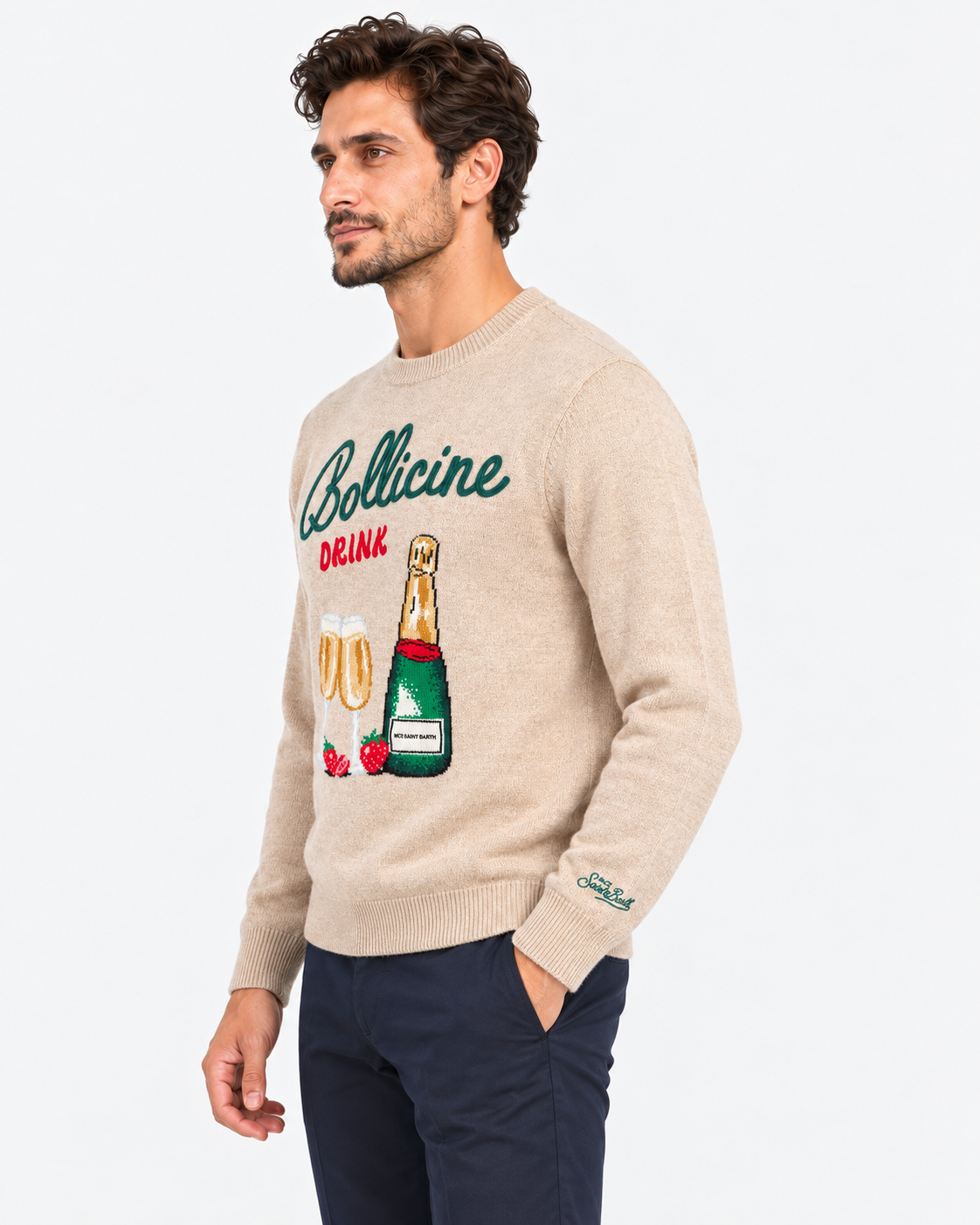MC2 Saint Barth Maglia Uomo Heron Bollicine Drink Beige